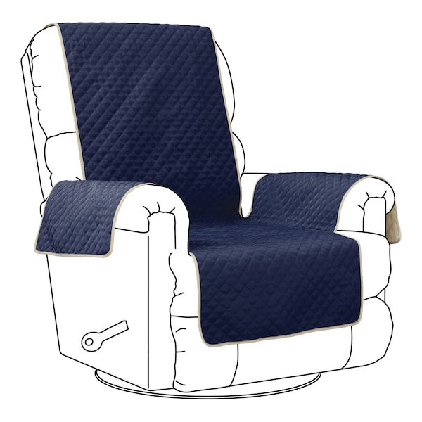 Cover Bonanza Indoor Recliner Slipcover, Navy/Tan, 23"Wx21"Dx35"H 51-008-015501-EC - main
